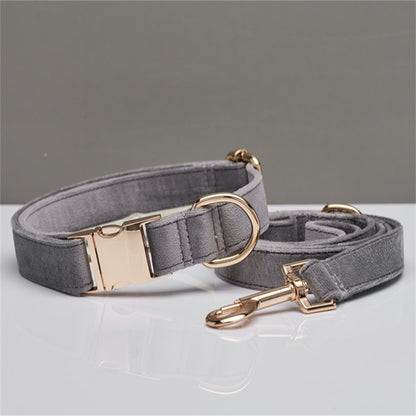 Velvet Dog Collar and Leash Set with Bow – Soft Cotton-Lined Collar, 8 Colors, XS–L – view 19