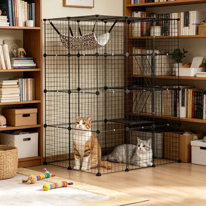 4-Tier Large Cat Cage – 41 x 28 x 55 in, Indoor/Outdoor Cat Enclosure – view 6