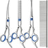 4-in-1 Dog and Cat Grooming Scissors Kit – Round-Tip Straight, Curved and Thinning Shears with Comb