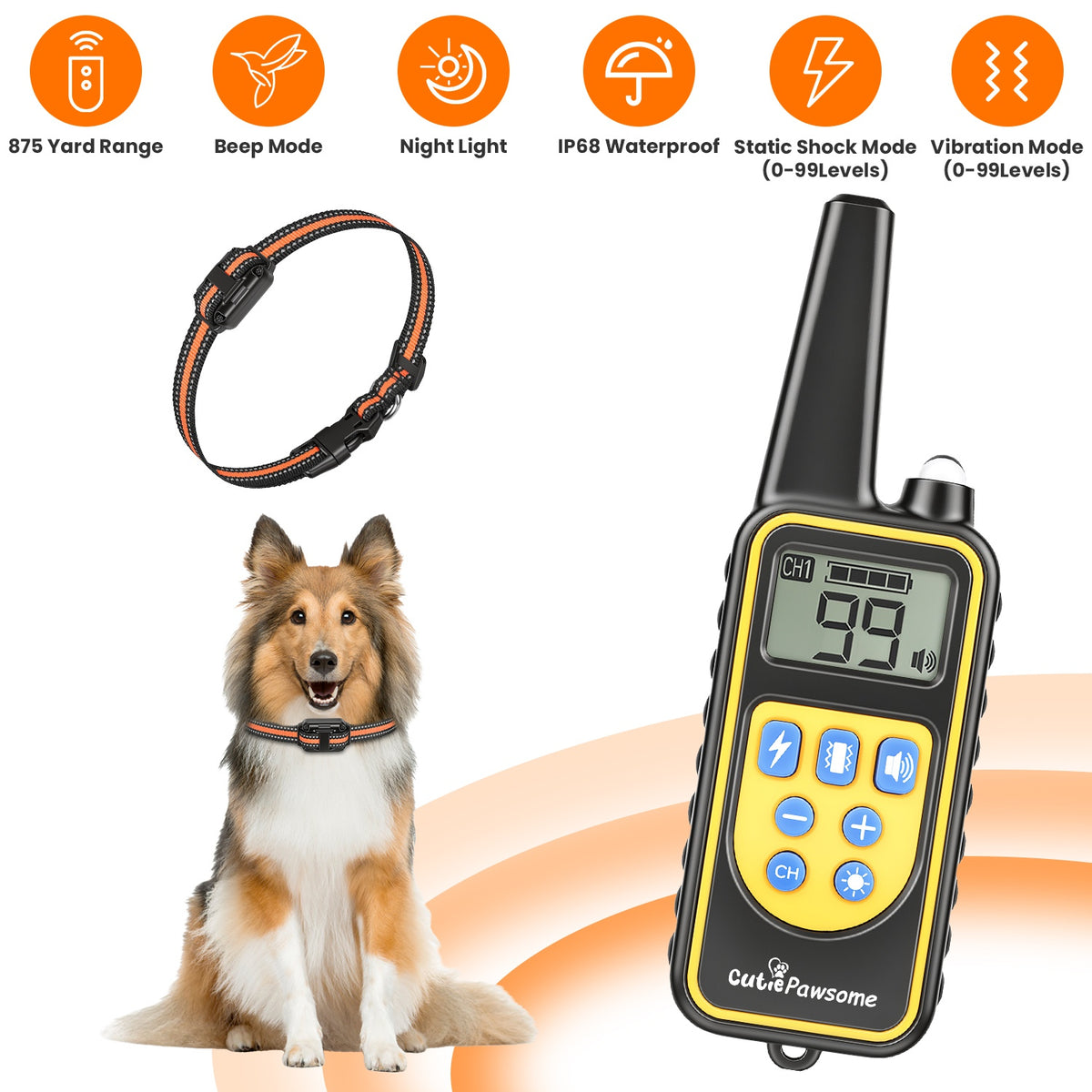 Rechargeable Dog Training Collar with Remote – 875 Yards, IP68 Waterproof, 1 or 2 Collars – view 11