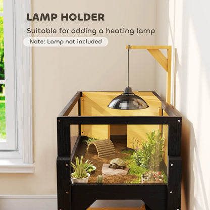 Wooden Tortoise House with Two Rooms, Basking Area, Clear Panels &amp; Storage Shelf – view 6