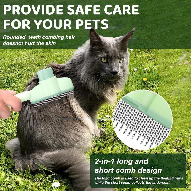 Self-Cleaning Pet Dematting Comb for Long-Haired Cats &amp; Dogs – Knot and Loose Hair Remover