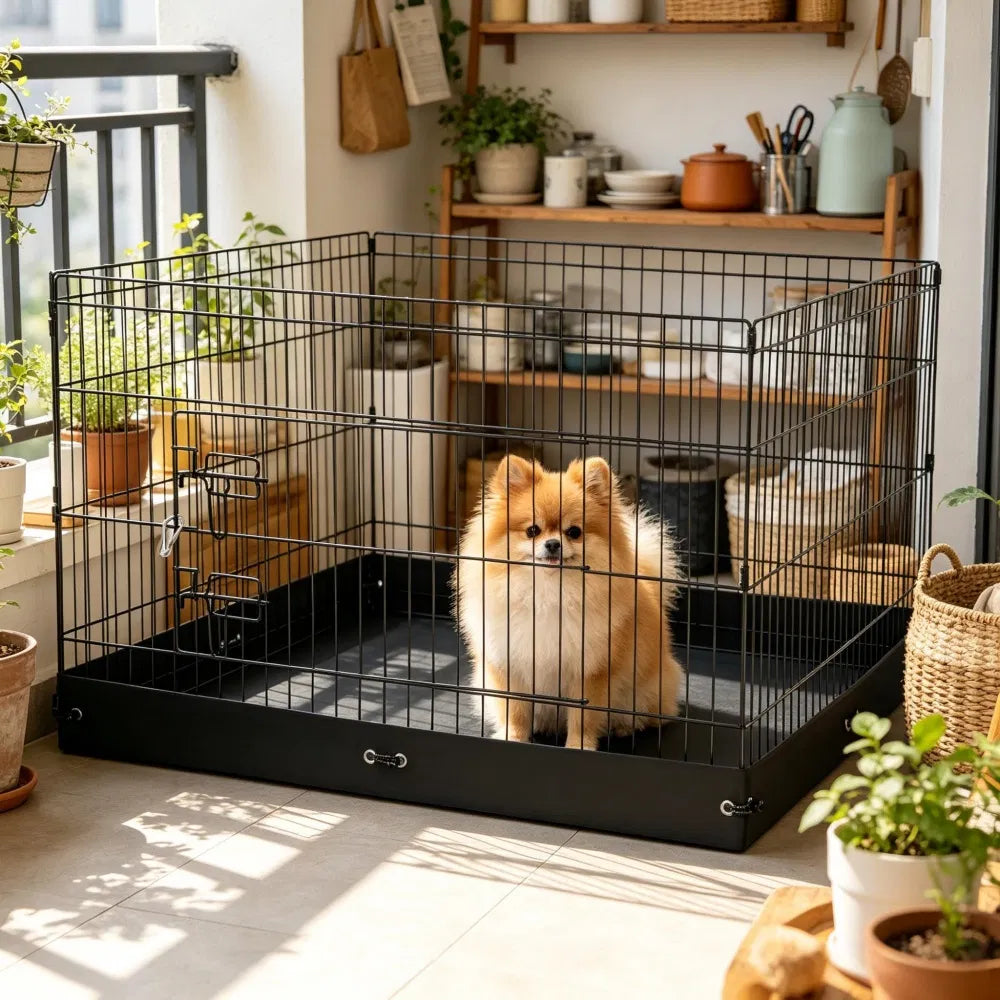 4-Panel Square Dog Playpen with Floor Mat – 36 x 36 x 24 in – view 4