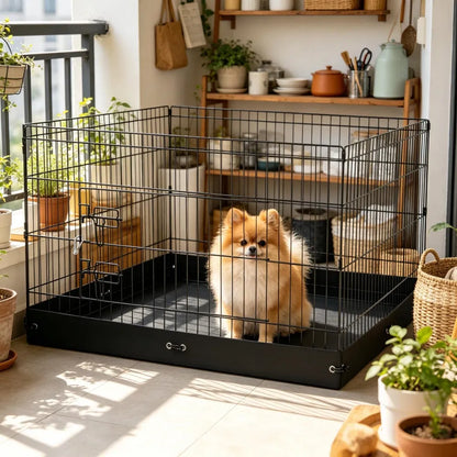 4-Panel Square Dog Playpen with Floor Mat – 36 x 36 x 24 in – view 4