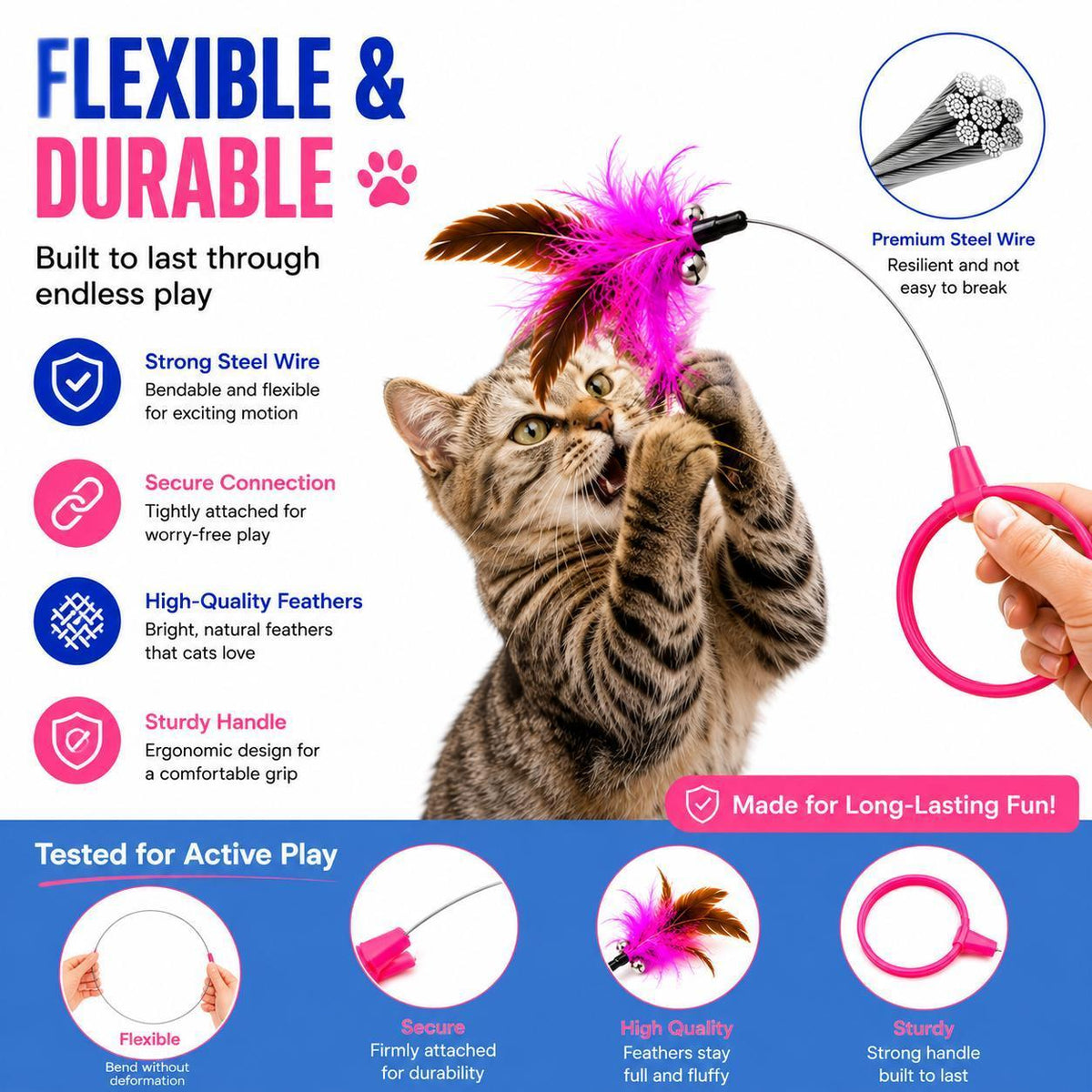 Wearable Cat Feather Collar Toy, Clip-On Feather Teaser for Hands-Free Indoor Play – view 9