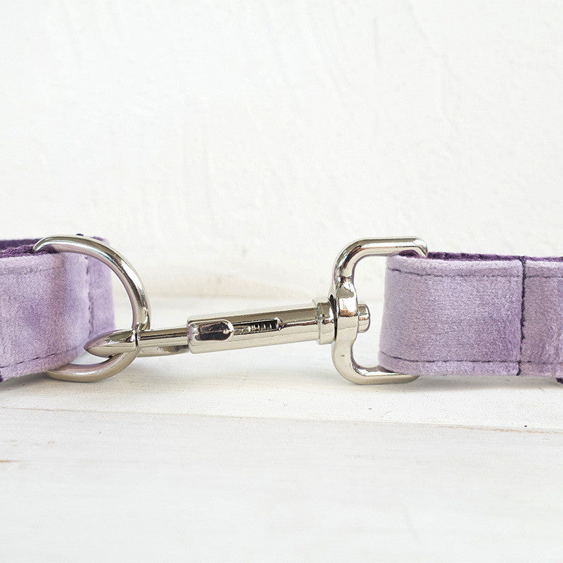 Velvet Dog Harness &amp; Leash Set – Adjustable Drawstring Harness, Collar and Leash Options, Light Purple – view 3