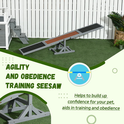 Wooden Dog Agility Seesaw – Anti-Slip Fir Wood Balance Board for Training, 71 in, Gray – view 7