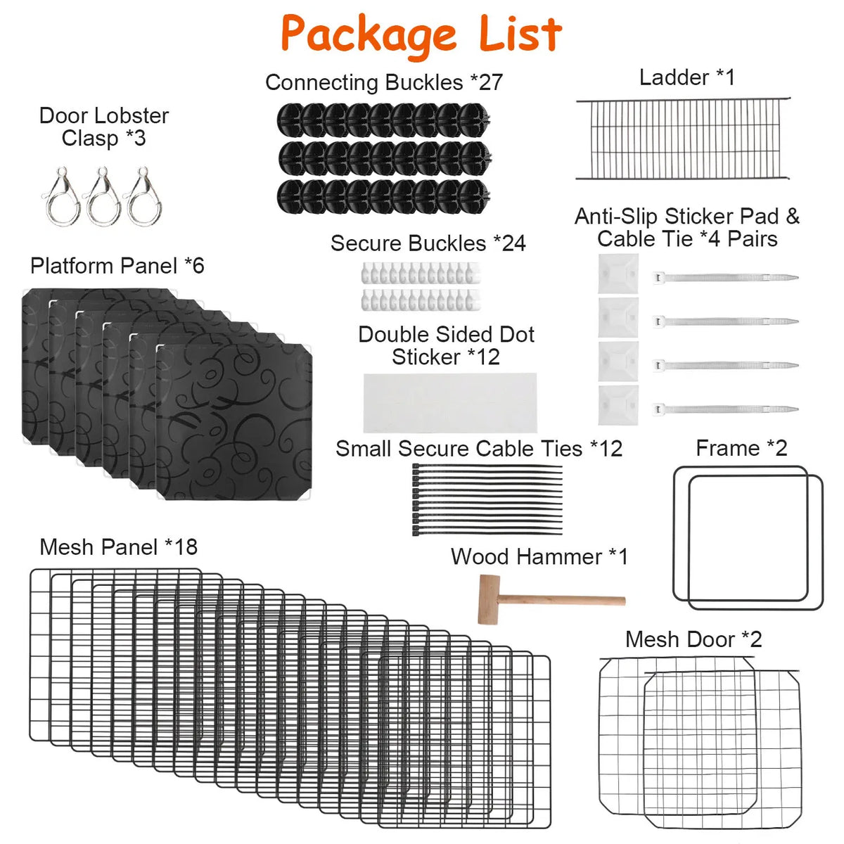 2-Tier Cat Cage Playpen – Indoor Iron Mesh Kennel with Ladder and 2 Doors, 28 x 28 x 28 in, Black – view 2