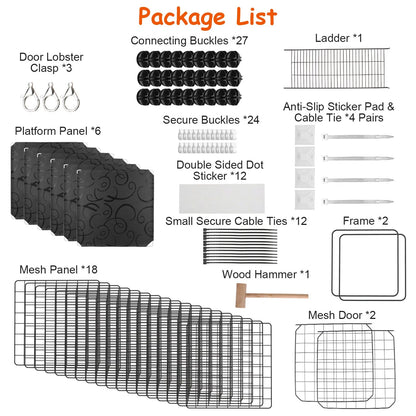 2-Tier Cat Cage Playpen – Indoor Iron Mesh Kennel with Ladder and 2 Doors, 28 x 28 x 28 in, Black – view 2