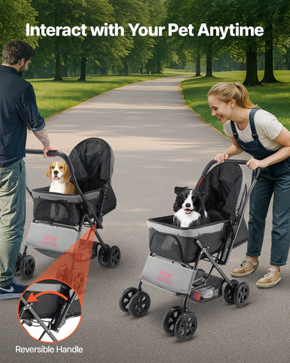 Foldable Dog Stroller with Reversible Handle – 4-Wheel Pet Stroller for Dogs &amp; Cats Up to 44 lbs – view 5