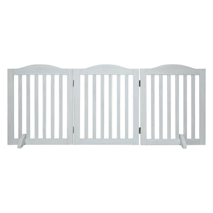 Freestanding Foldable Wooden Dog Gate – 3 Panels, 24 in Tall, White – view 9