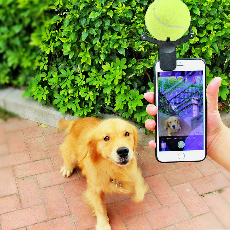 Pet Selfie Phone Clip – Tennis Ball and Treat Holder for Dog Photos, Green or Brown – view 4