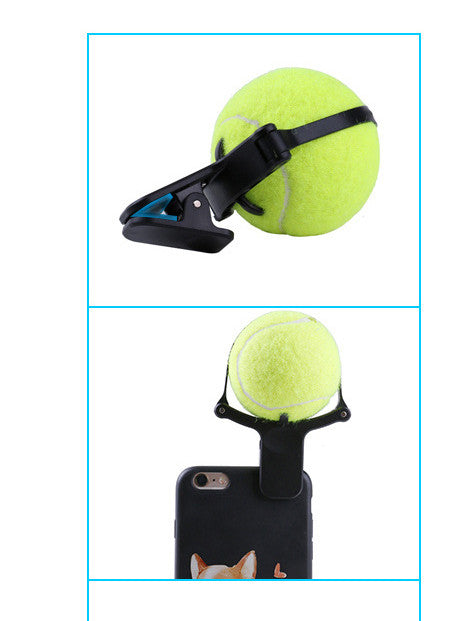 Pet Selfie Phone Clip – Tennis Ball and Treat Holder for Dog Photos, Green or Brown – view 2
