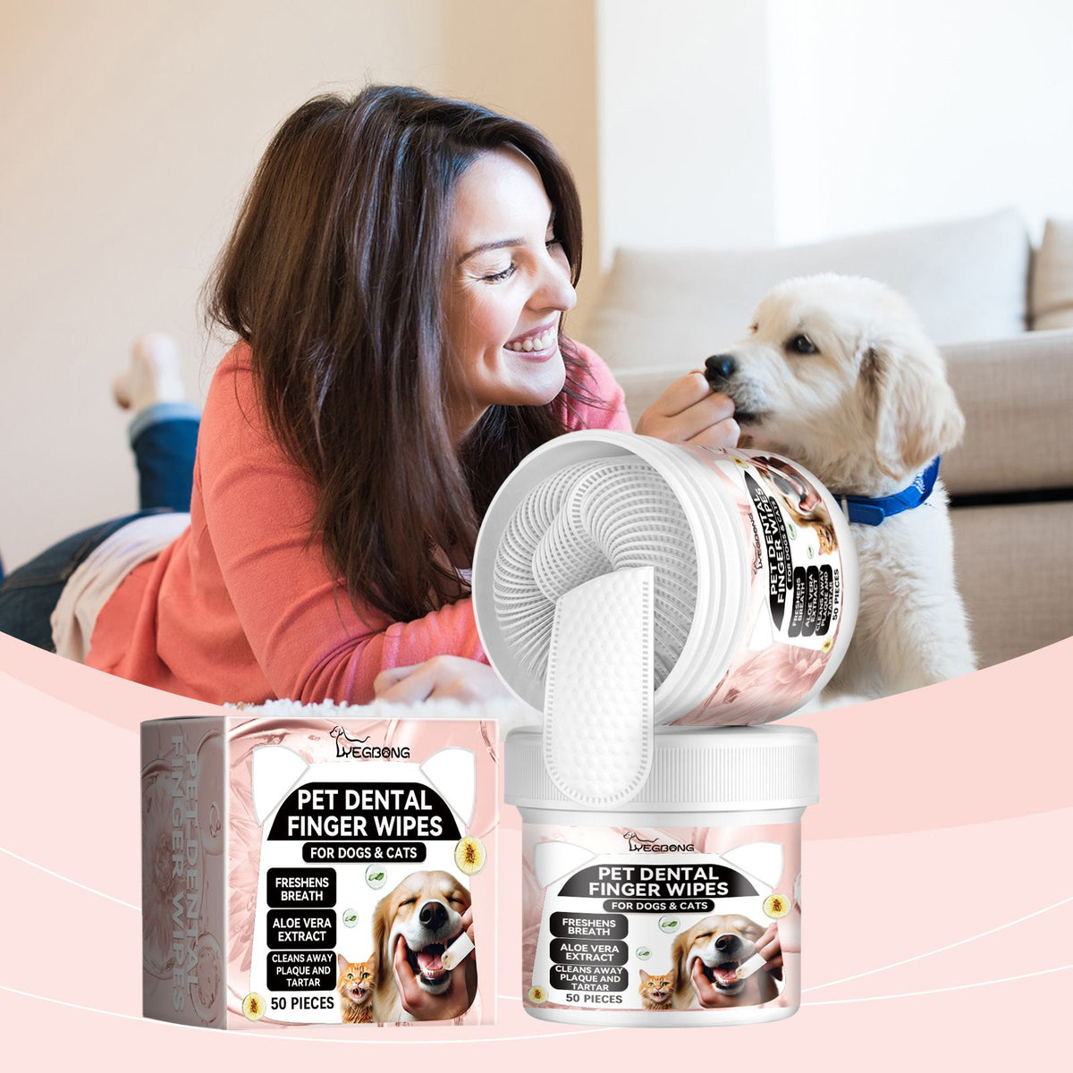 Disposable Pet Dental Finger Wipes – 50 Pre-Moistened Finger Sleeves for Dogs &amp; Cats – view 5