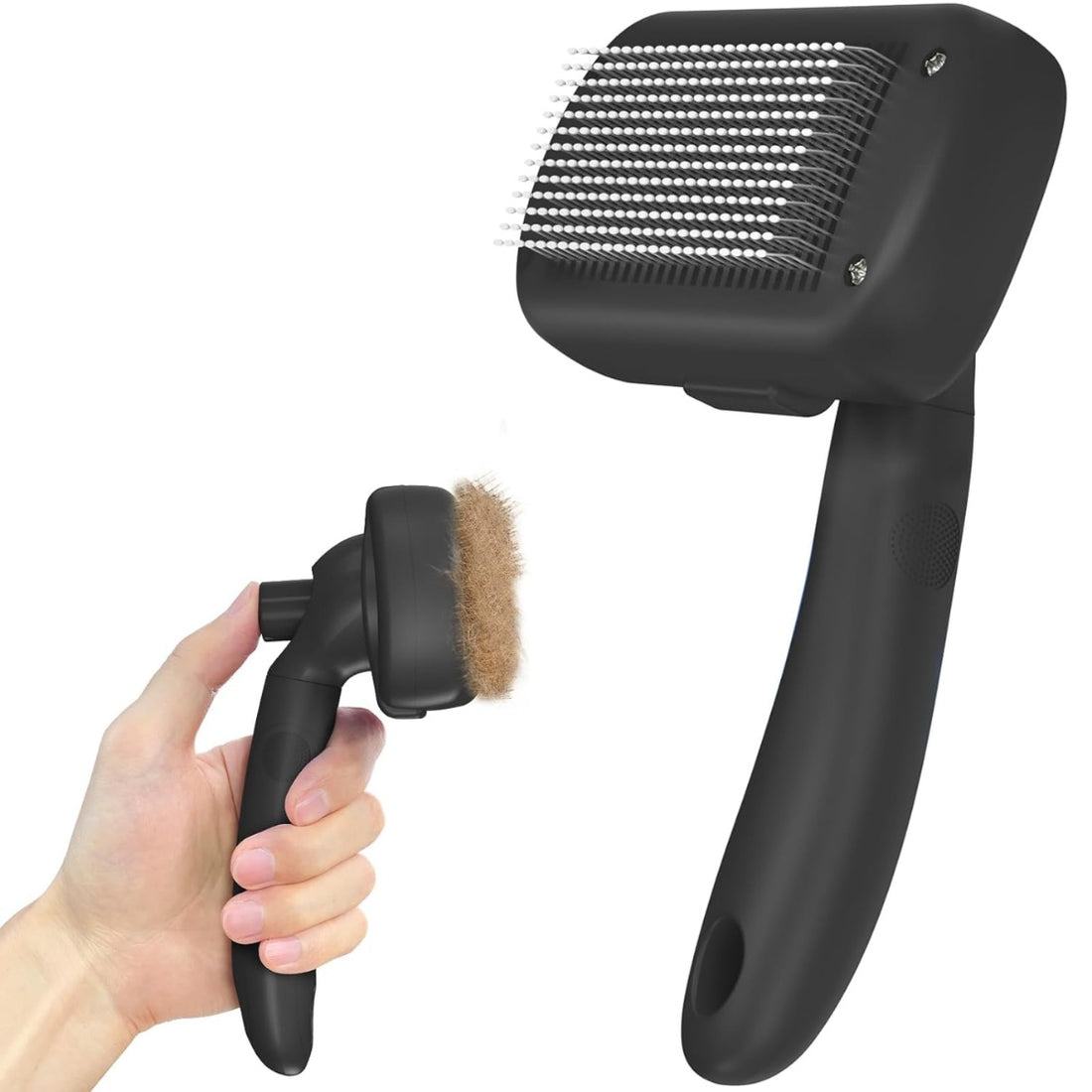 Self-Cleaning Deshedding Brush for Dogs and Cats – Skin-Friendly Shedding Tool, Black