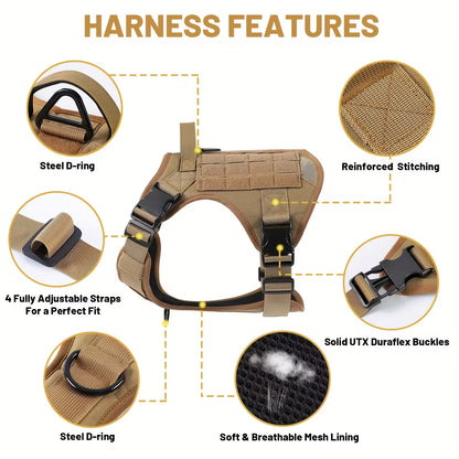 Tactical Dog Harness Vest – Adjustable, Reflective, Metal Buckle, for Hiking &amp; Training, S–XL – view 4