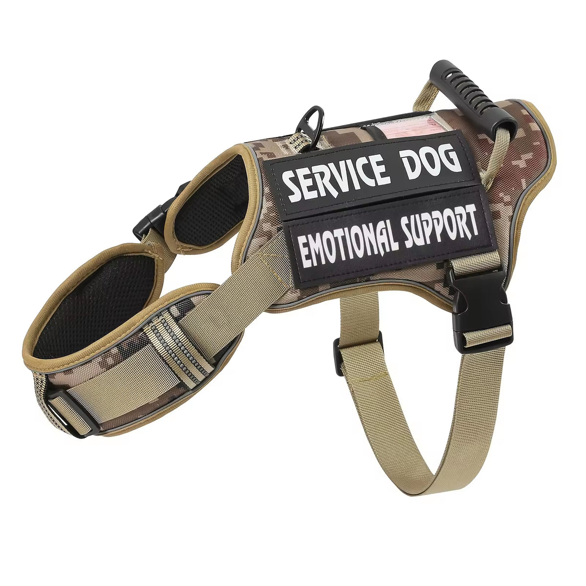 Tactical Service Dog Harness with Handle – Adjustable, Reflective Vest for Walking &amp; Training, S–L