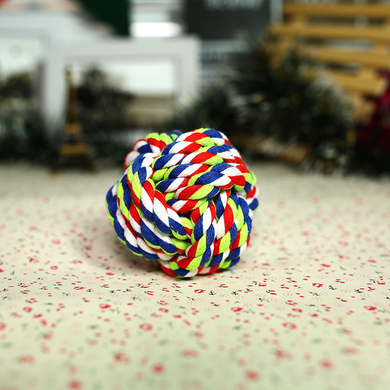 Braided Cotton Rope Ball Dog Toy – 2.8 in Chew &amp; Fetch Ball in Pink, Blue or Multicolor – view 5