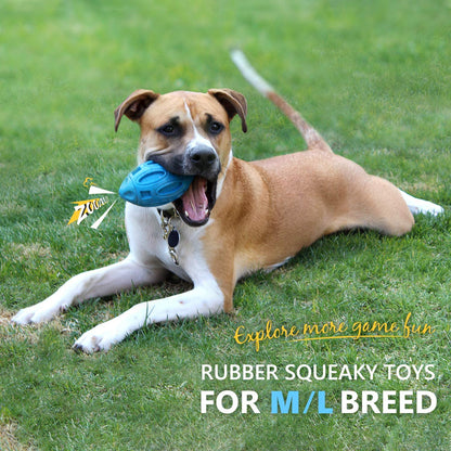 Squeaky Rubber Rugby Ball Dog Toy – Bouncy Football Shape for Toss &amp; Fetch, 4 Colors – view 4