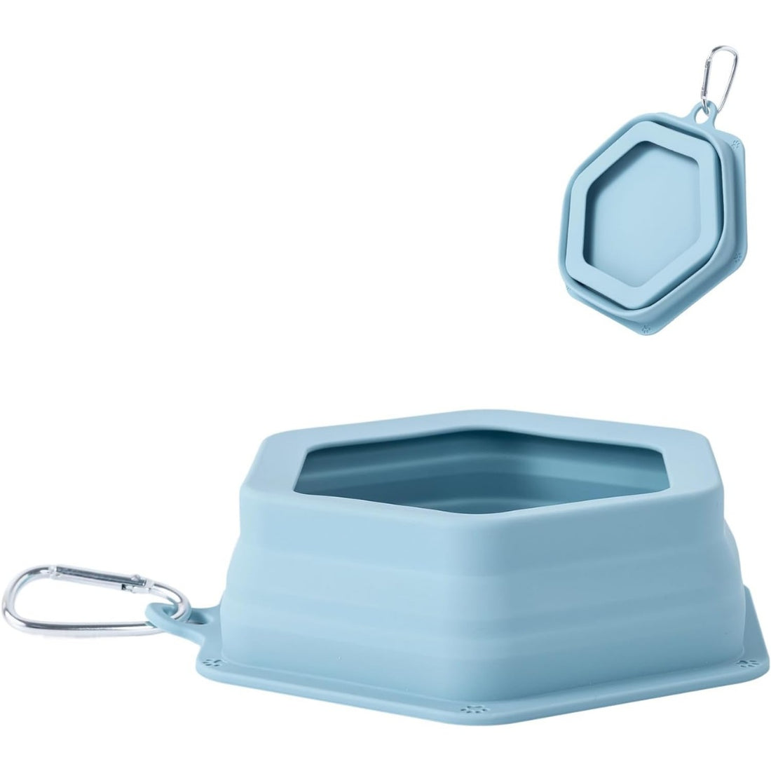 Collapsible No-Splash Car Travel Dog Bowl, Silicone Food and Water Dish, 24 oz (700 ml), Blue