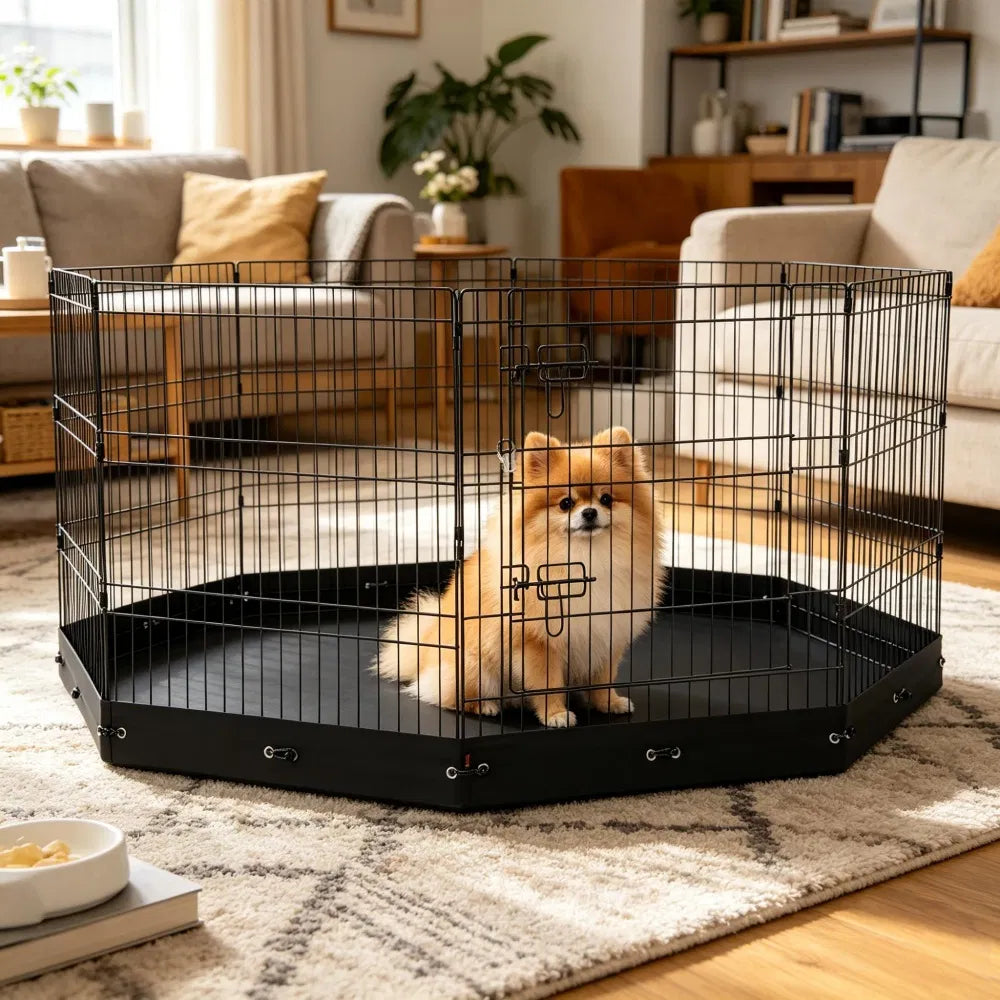 8-Panel Octagon Dog Playpen with Floor Mat – 30 in High, Chew-Resistant – view 6
