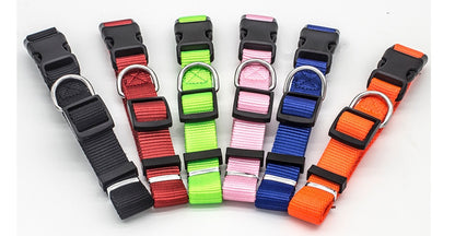 Soft Nylon Dog &amp; Cat Collar – Neoprene Lined, Adjustable with Metal D-Ring, 6 Colors, XS–XL