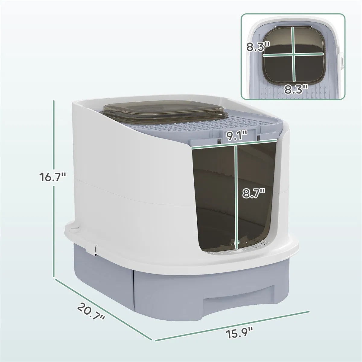 Enclosed Cat Litter Box with Drawer – Top Exit, Scoop &amp; 2 Deodorizing Bags, for Cats Under 10 lbs – view 4