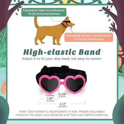 Heart-Shaped Dog Sunglasses – UV Protection Goggles for Small Dogs with Adjustable Straps, Pink – view 4