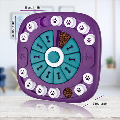 Interactive Dog Treat Puzzle Toy – 24-Hole Slider Game with Squeaker, Purple – view 3