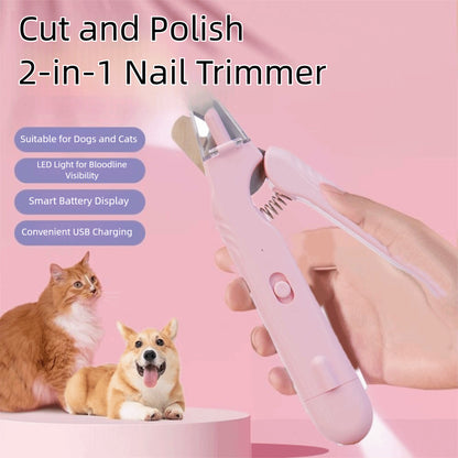 2-in-1 Pet Nail Clipper and Grinder with Dual LED Lights, Dust Guard and Type-C Charging