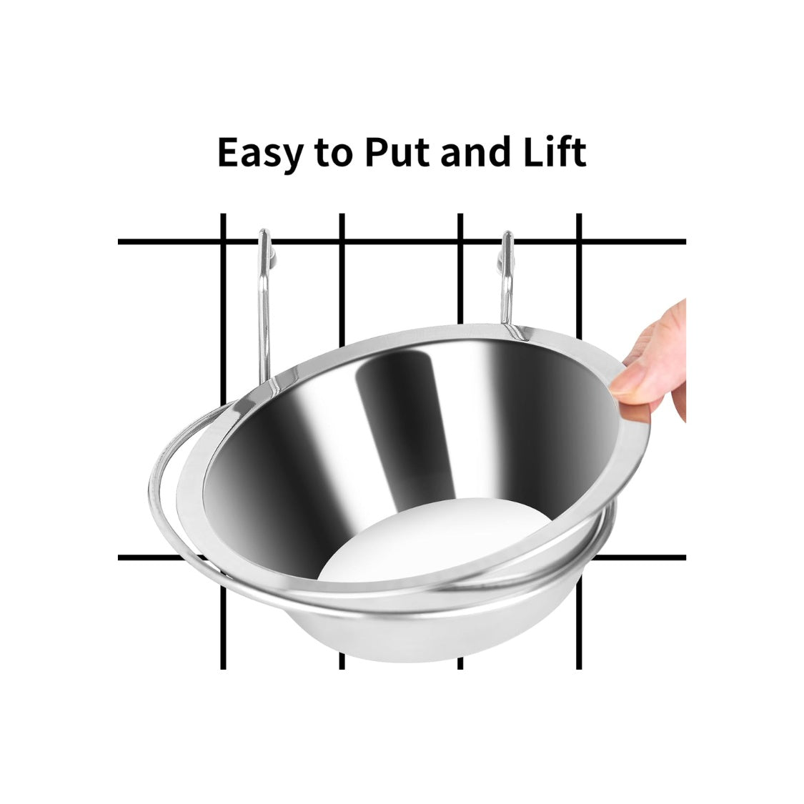 Hanging Stainless Steel Crate Bowls for Small Dogs and Cats – Set of 2, 8 oz Each – view 3