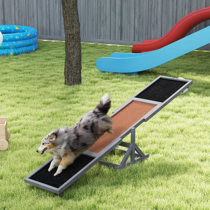 Wooden Dog Agility Seesaw with Anti-Slip Surface for Training and Exercise, Gray