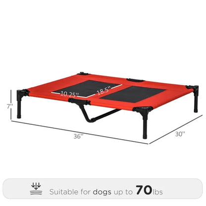 Elevated Dog Bed – Breathable Mesh Raised Pet Cot, Steel Frame, 36 x 30 in, Red – view 4