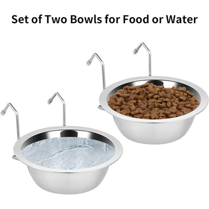 Hanging Stainless Steel Crate Bowls for Small Dogs and Cats – Set of 2, 8 oz Each – view 5