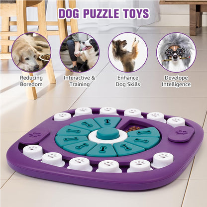 Interactive Dog Treat Puzzle Toy – 24-Hole Slider Game with Squeaker, Purple – view 2