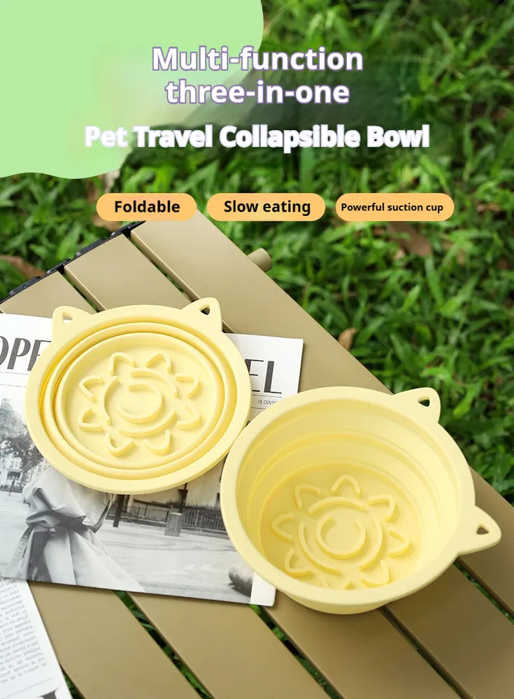 3-in-1 Collapsible Silicone Slow Feeder Travel Bowl with Suction Cups &amp; Hanging Hook – view 7