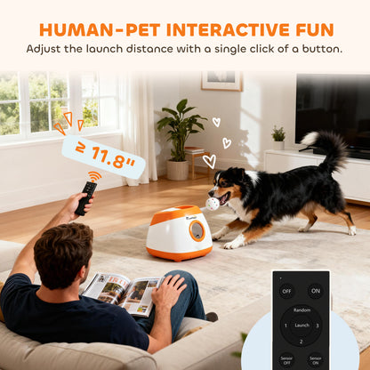Automatic Dog Ball Launcher with Remote Control, 26–79 ft Range and 6 Balls, Orange – view 7