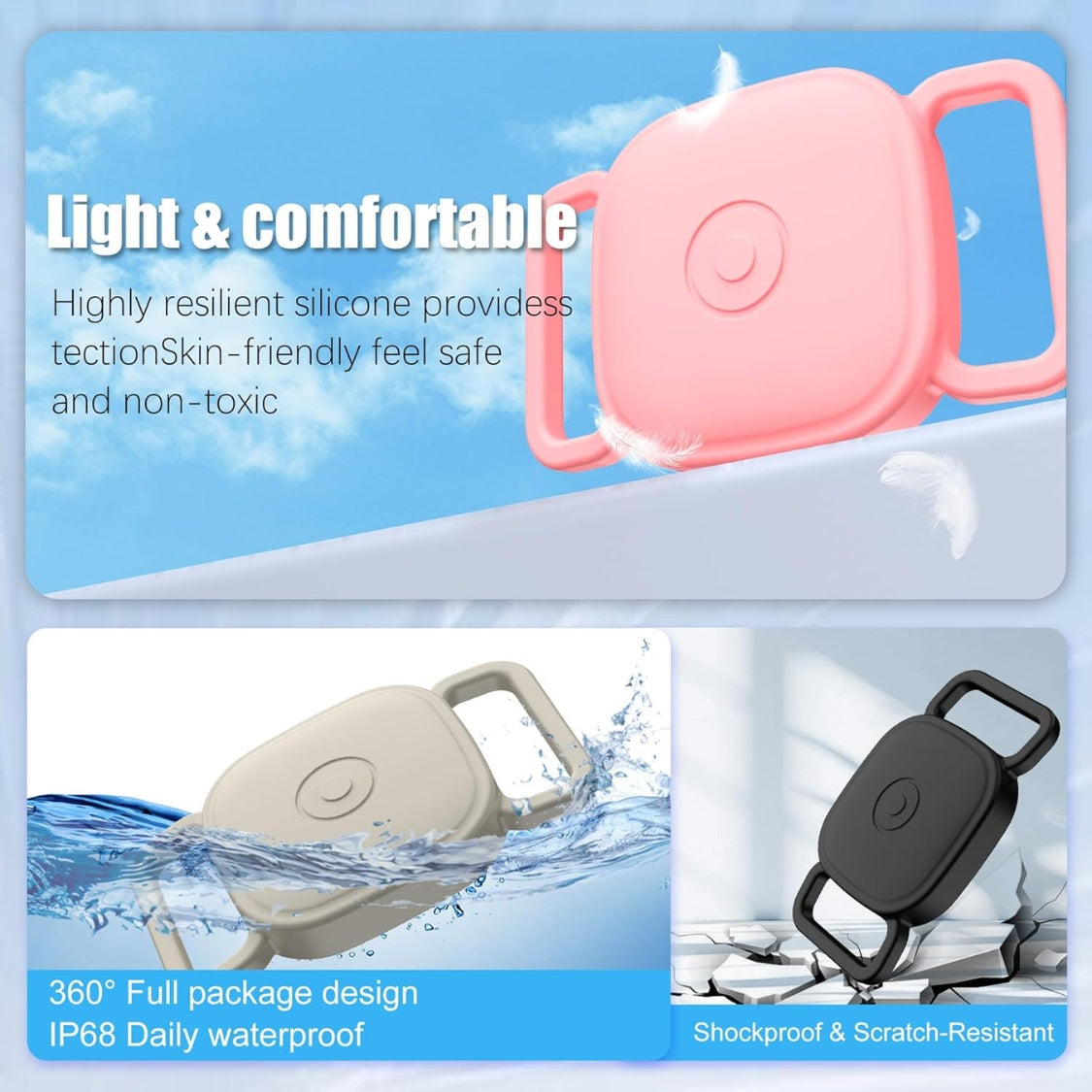 Waterproof Silicone Tracker Holder for Dog &amp; Cat Collars – 2-Pack Case for Square Bluetooth Trackers – view 2