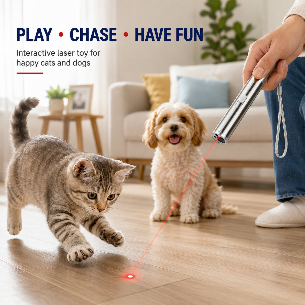 3-in-1 USB Rechargeable Pet Laser Pointer – Red Laser, UV Light &amp; LED Flashlight Pen – view 5