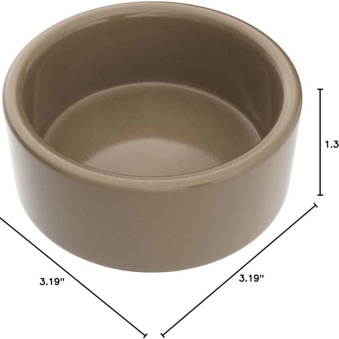 Heavyweight Stoneware Hamster Food &amp; Water Dish, Tip-Resistant Small Pet Bowl, Brown – view 3