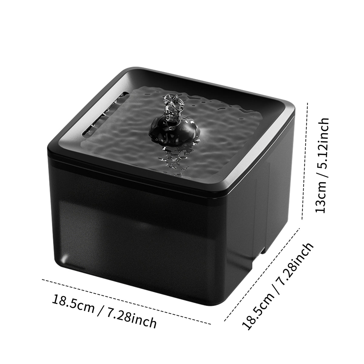 Square Pet Water Dispenser – Simple Water Station for Cats &amp; Dogs, White or Black – view 8
