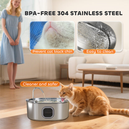 1.8 Gallon Stainless Steel Pet Water Fountain with Filter &amp; Quiet Pump for Cats and Dogs – view 4