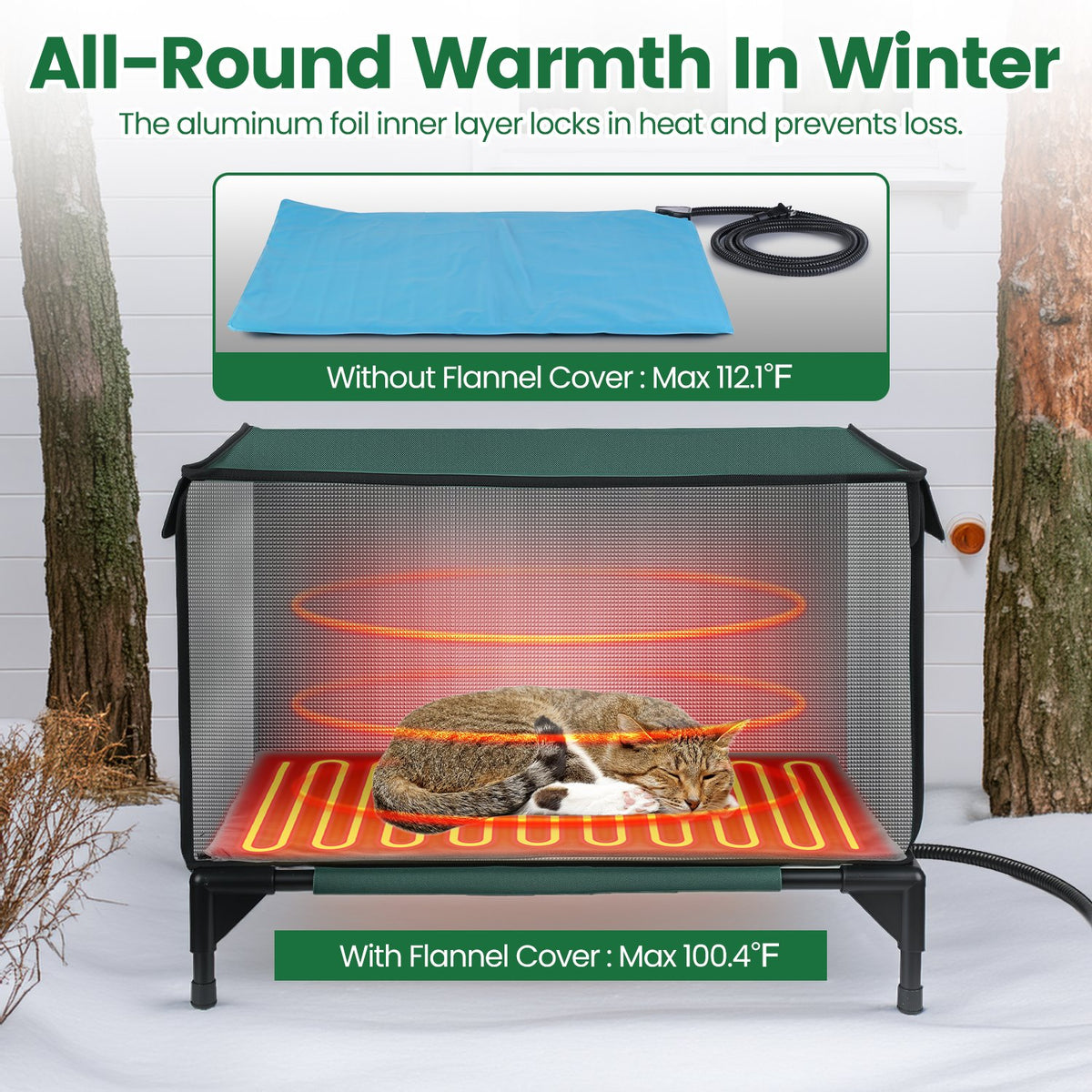 Heated Outdoor Cat House – Waterproof Insulated Cat Shelter with Heating Pad for Winter – view 3