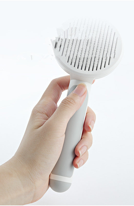 Round Handle Self-Cleaning Pet Needle Comb – 135° Stainless Steel Pins for Knots and Loose Hair – view 4