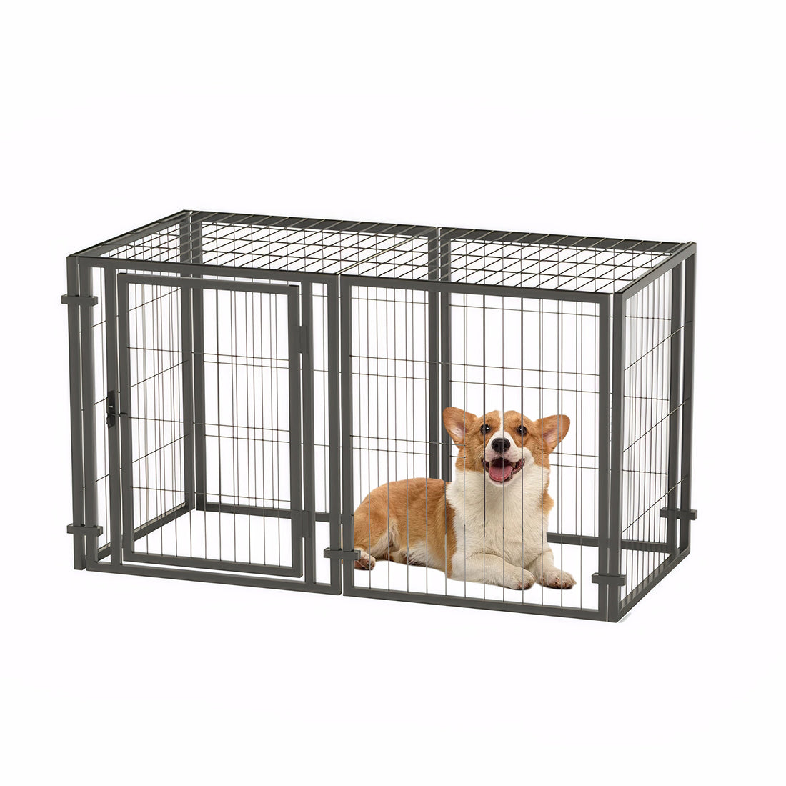 Metal Dog Crate Playpen – Indoor/Outdoor Pet Kennel, Easy Assembly, 47.2 x 23.6 x 23.6 in, Black – view 2