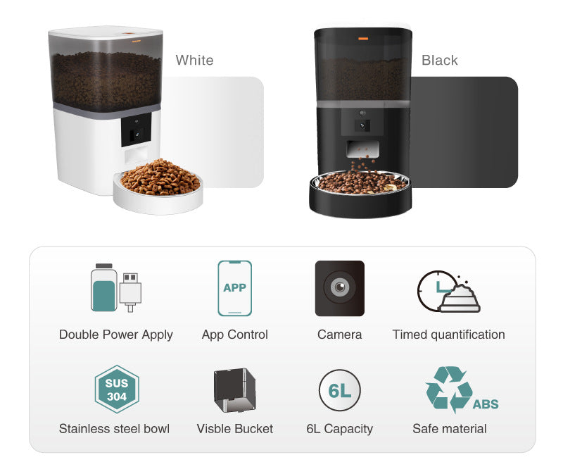 Pet Feeder for Cats &amp; Dogs – 4 L or 6 L, Black or White, Optional Video Camera Version – view 9