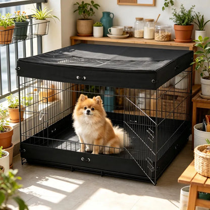 4-Panel Square Dog Playpen with Top Cover &amp; Mat – 36 x 36 x 24 in – view 5