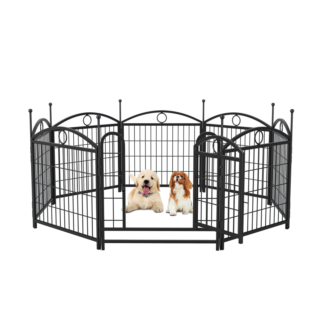 8-Panel Heavy-Duty Metal Dog Playpen – Gravity Latch Door, Indoor Outdoor, 24-Inch, Black – view 2
