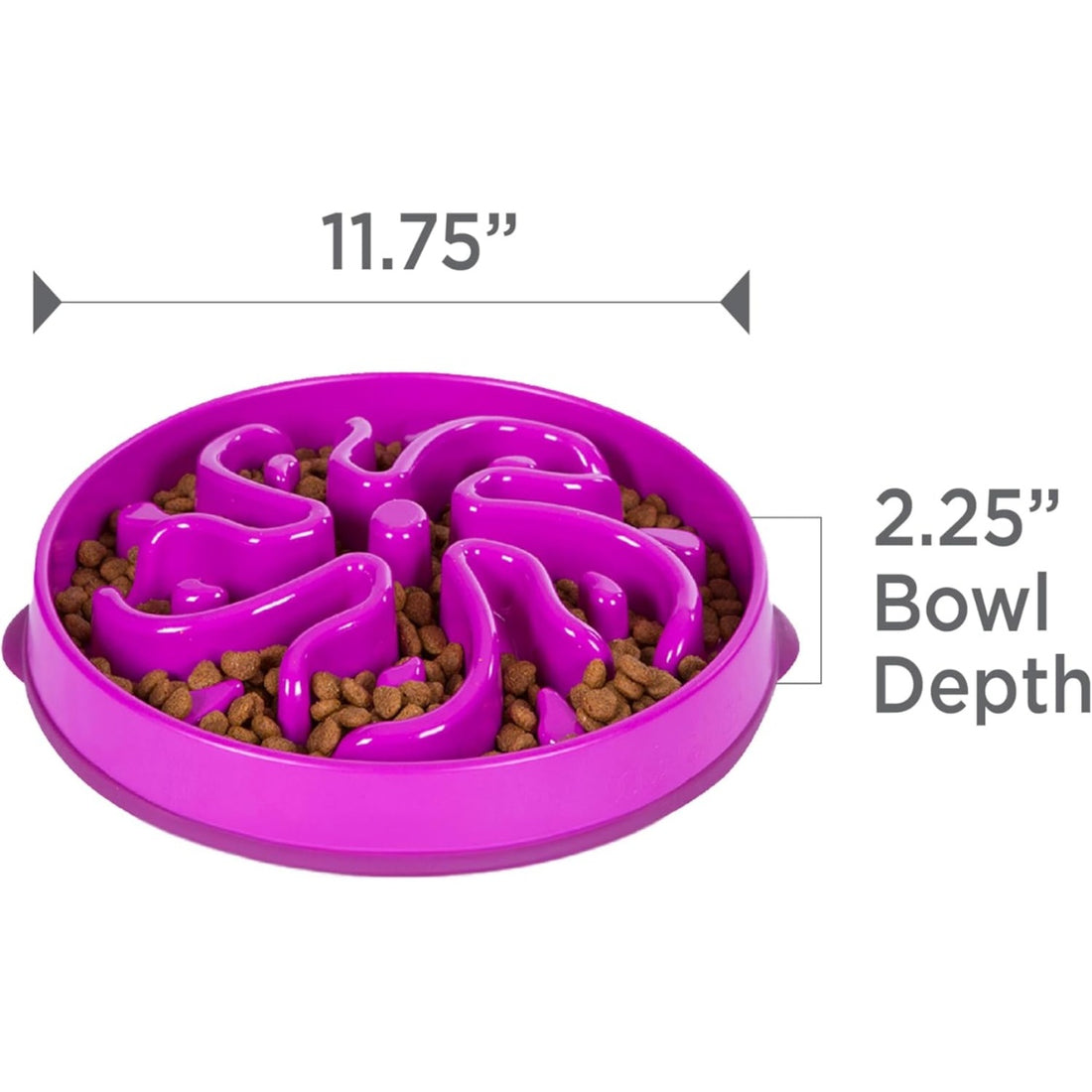 Large Slow Feeder Dog Bowl – 4 Cup Maze Puzzle Design, Non-Slip, Purple Flower Pattern – view 2