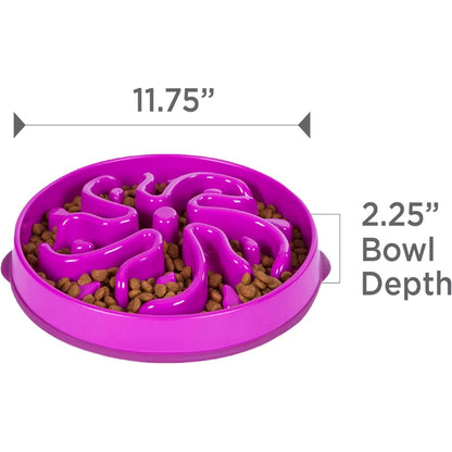Large Slow Feeder Dog Bowl – 4 Cup Maze Puzzle Design, Non-Slip, Purple Flower Pattern – view 2